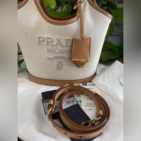 Prada Logo Print Mini Bucket Bag - Picture 3 of 15